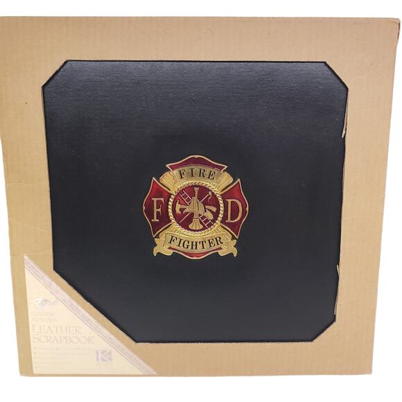 Fire Fighter Leather Scrapbook K and Company RARE Fire fighter Leather Book - Picture 10 of 10